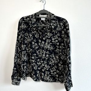 JONES 100% Silk Floral Button Down